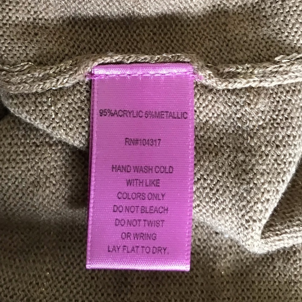 Planet Gold Tan Metallic Stripe Oversized Short Sleeve Sweater - Picture 7 of 9